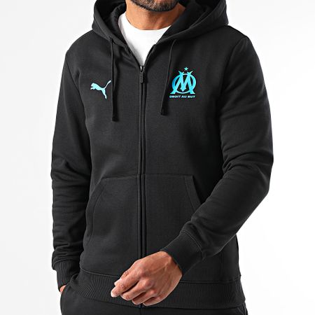 Puma - OM Essentiel Calcio Felpa con cappuccio e zip 781573 Nero