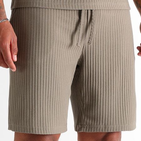 LBO - Set di maglietta grande oversize e pantaloncini testurizzati 3780 3804 marrone