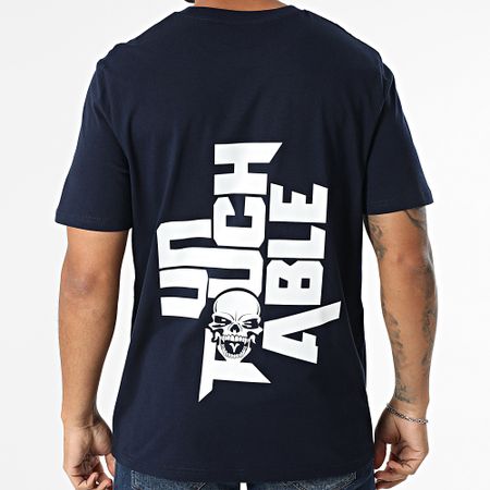Mac Tyer Untouchable - Maglietta oversize con logo grande sul retro blu navy bianco