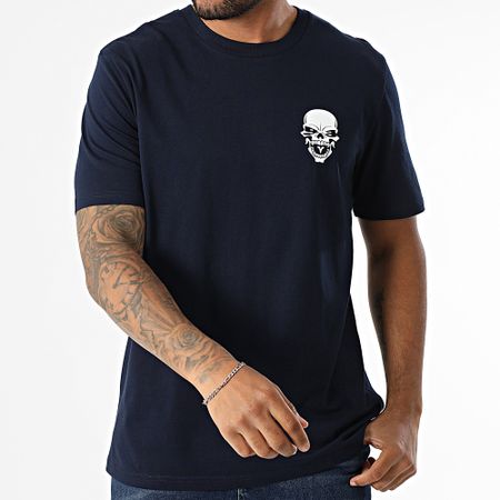 Mac Tyer Untouchable - Maglietta oversize con logo grande sul retro blu navy bianco