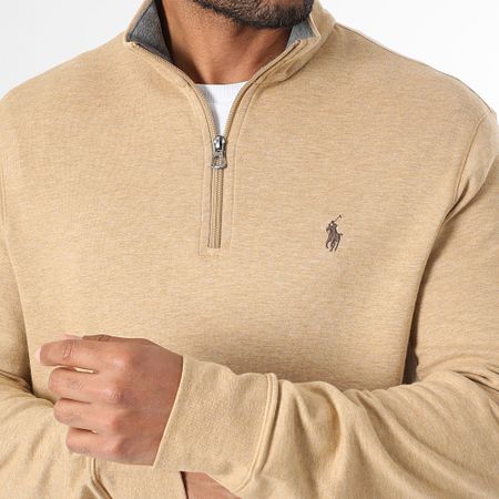Polo Ralph Lauren - Top Felpa Original Player con collo a zip Beige Chiné
