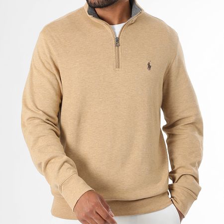 Polo Ralph Lauren - Top Felpa Original Player con collo a zip Beige Chiné