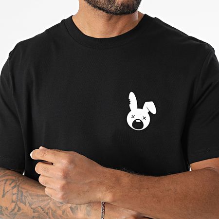 Sale Môme Paris - Maglietta oversize Rabbit Spray Nero Rosa Fluo
