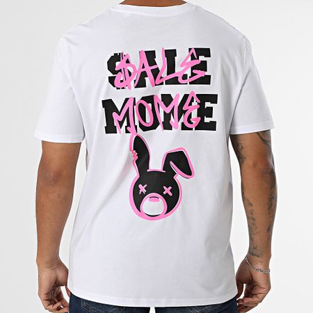 Sale Môme Paris - Maglietta oversize Rabbit Spray Bianco Rosa Fluo